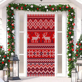 Aperturee - Red Knitted Elk Warm Merry Christmas Door Cover